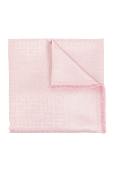 Givenchy Monogram Frayed Edge Scarf In Pink