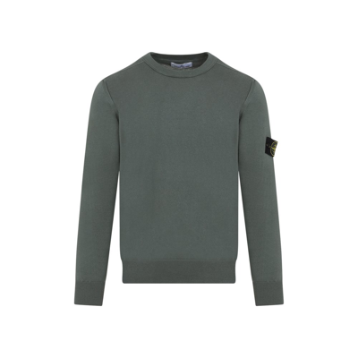 Stone Island Compass Patch Crewneck Jumper In Green