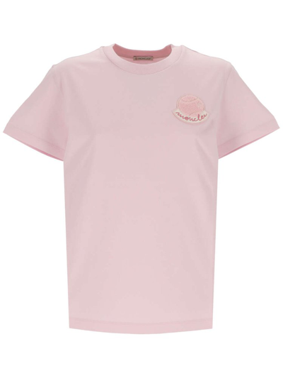 Moncler Tennis Logo Patch T In Pink