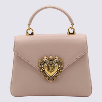 Dolce & Gabbana Devotion Logo Plaque Handbag In Beige