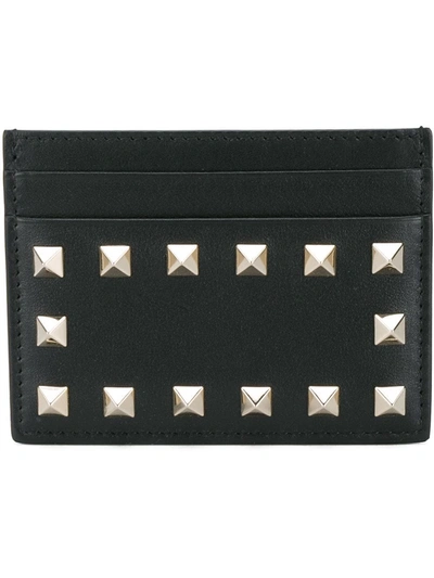 Valentino Garavani Rockstud Card Holder Case In Black