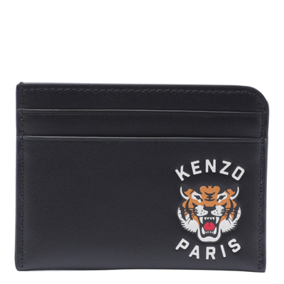 Kenzo Lucky Tiger Printed Card Holder In Black
