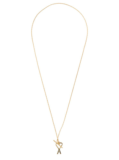 Ami Alexandre Mattiussi Ami Paris Ami De Coeur Chained Necklace In Gold