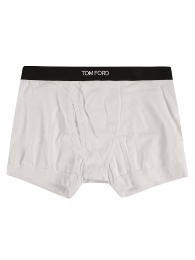 Tom Ford Logo Waist Boxer Shorts In White