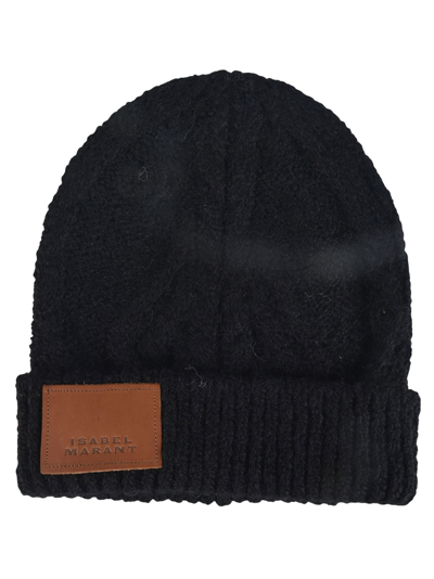 Isabel Marant Logo-patch Chunky-knit Beanie In Black