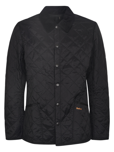 Barbour Quilted Buttoned Jacket In Black