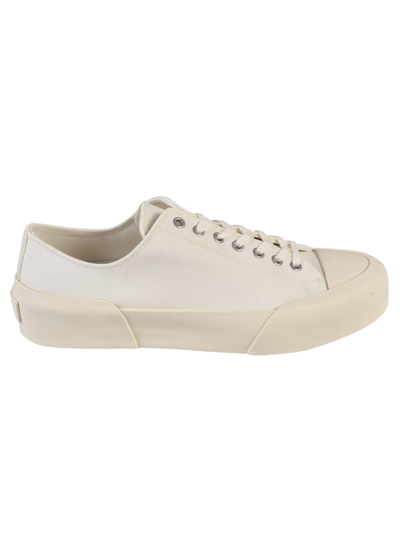 JIL SANDER WHITE LACE-UP LOW TOP SNEAKERS