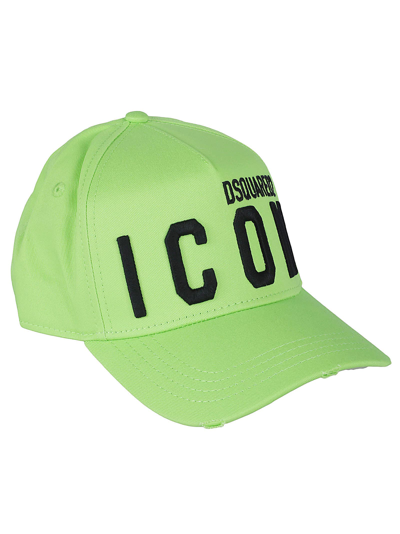 Dsquared2 Be Icon Cotton Baseball Cap In Green