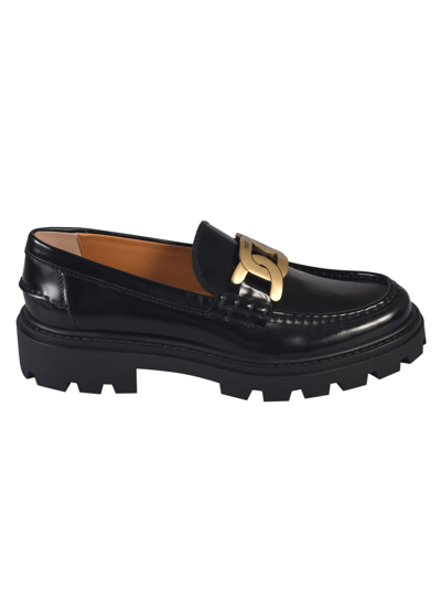Tod's Chain Loafers In Black