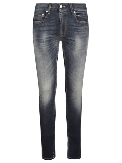 Alexander Mcqueen Logo Patched 5 Pockets Jeans In Blue Wash