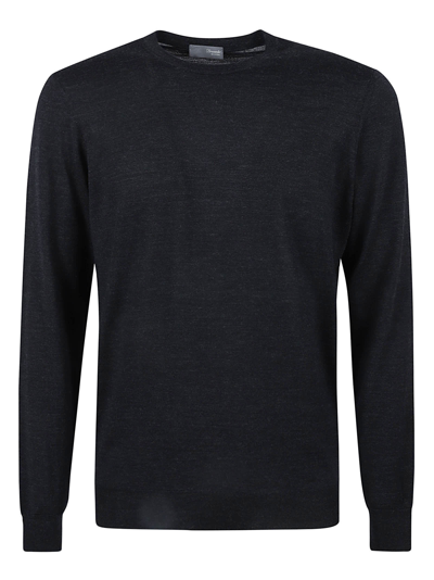 Drumohr Lightweight Ribbed Plain Sweater In Grey