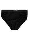 Tom Ford Elasticated Logo Cotton Blend Briefs In Black