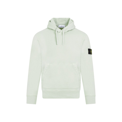 Stone Island Compass Patch Drawstring Hoodie In Green