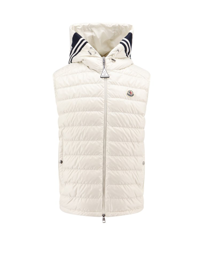 Moncler Logo Patch Zip In White