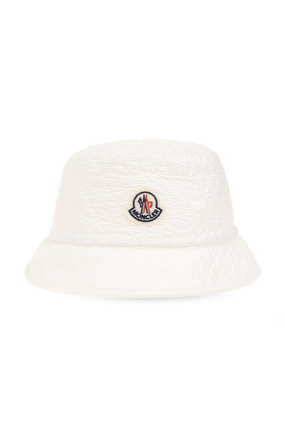 Moncler Logo Patch Bucket Hat In White