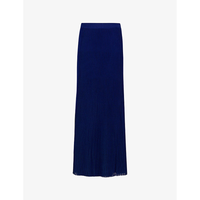 Leem Womens Cobalt Pleated Elasticated-waistband Woven Maxi Skirt