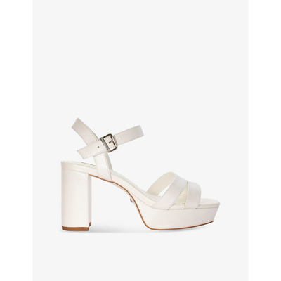 Dune Womens Ivory-leather Madewithlove Cross-strap Platform Leather Heeled Sandals