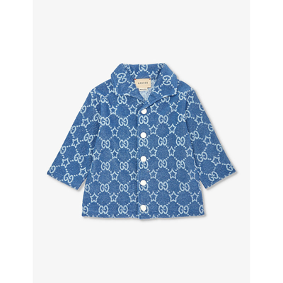 Gucci Kids' Gg And Star Cotton-blend Shirt 3-36 Months In Avio/mc/mx