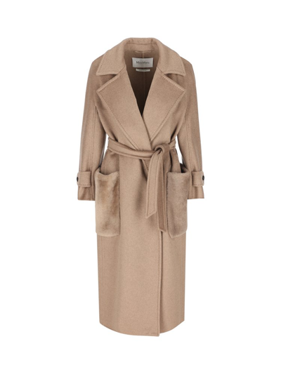 Max Mara Magia Belted Long In Beige