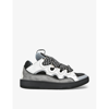 LANVIN LANVIN MEN'S BLK/GREY CURB MULTI-LACE LEATHER, SUEDE AND MESH TRAINERS