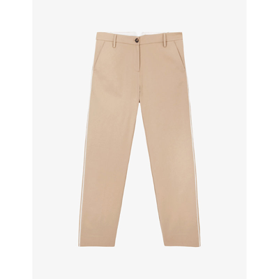 The White Company Boys Stone Kids Side-stripe High-rise Stretch Organic-cotton Trousers