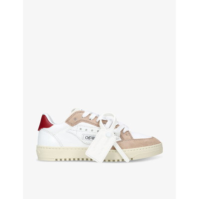 Off-white 5.0 Brand-print Leather And Textile Low-top Trainers In White/red