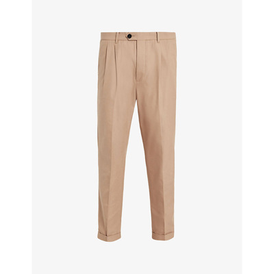 Allsaints Mens Toffee Taupe Tallis Tapered-leg Mid-rise Cotton-blend Trousers