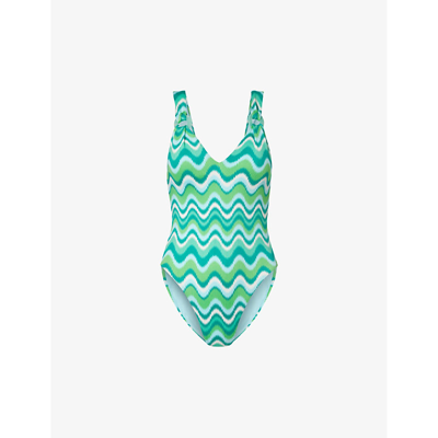 Seafolly Womens Jade Wave V-neck Swimsuit