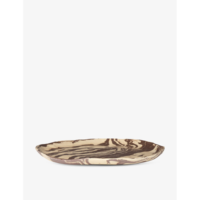 Ferm Living Ryu Stoneware Platter 34cm In Sand/brown