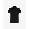 Moncler Cotton Polo Shirt With Logo In Navy
