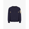 Sacai Mens Navy Contrast-panel Cotton-blend Sweatshirt