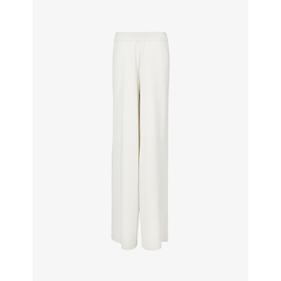Leem Womens Off White Elasticated-waistband Wide-leg Mid-rise Knitted Trousers