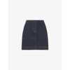 Whistles Womens Navy Contrast-stitch High-rise Denim Mini Skirt In Navy