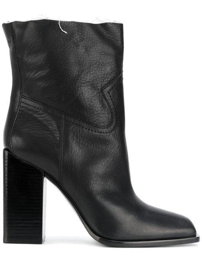 Saint Laurent Jodie Square-toe Leather Ankle Boots In Black