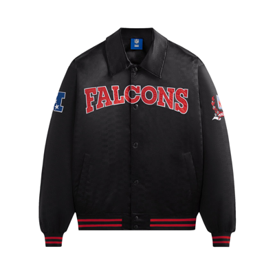 Pre-owned Kith For The Nfl: Falcons Satin Bomber Jacket 'black'