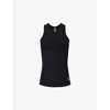 Adidas By Stella Mccartney Womens Black Logo-print Slim-fit Stretch-recycled Polyamide Top In Black