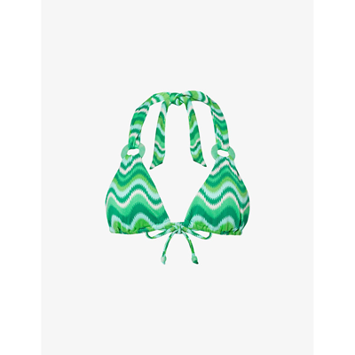 Seafolly Womens Jade Wave Graphic-pattern Bikini Top