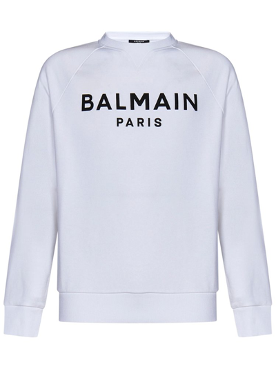 Balmain Logo Printed Crewneck Sweatshirt In White
