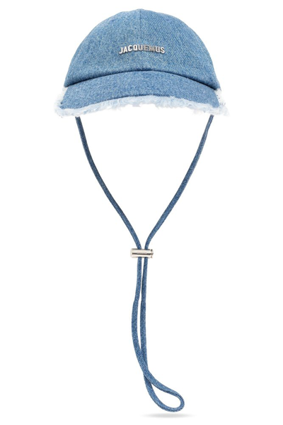 Jacquemus Logo Plaque Denim Cap In Blue