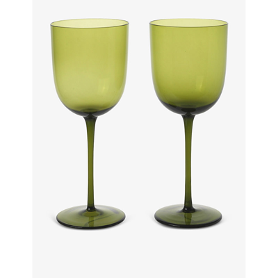 Ferm Living Moss Green Host Glass White Wine Glasses Set Of 2