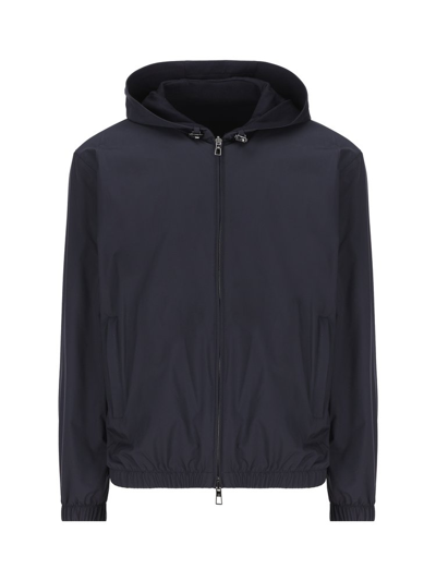 Loro Piana Hooded Reversible Bomber Jacket In Blue