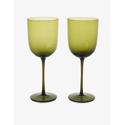 Ferm Living Moss Green Host Glass Red Wine Glasses Set Of 2
