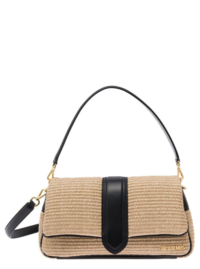 Jacquemus Woven Puffed Flap Bag In Beige