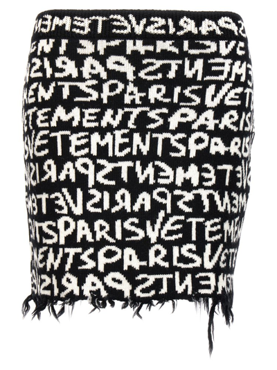 Vetements Graffiti Monogram Mini Skirt In White/black