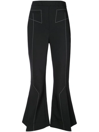Ellery Align Cropped Crepe Flared Trousers In Black