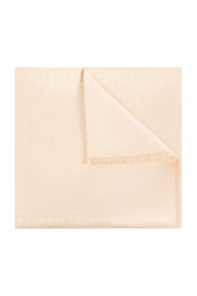 Givenchy Monogram Frayed Edge Scarf In Beige