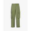 FRAME FRAME WOMENS POBLANO WIDE-LEG MID-RISE COTTON-TWILL CARGO TROUSERS
