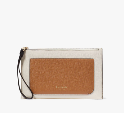 Kate Spade Ava Colorblocked Wristlet In Parchment
