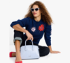Kate Spade Floral Embellished Sweater In French Navy