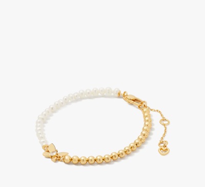 Kate Spade Social Butterfly Pearl And Gold Bead Bracelet In Cream/gold